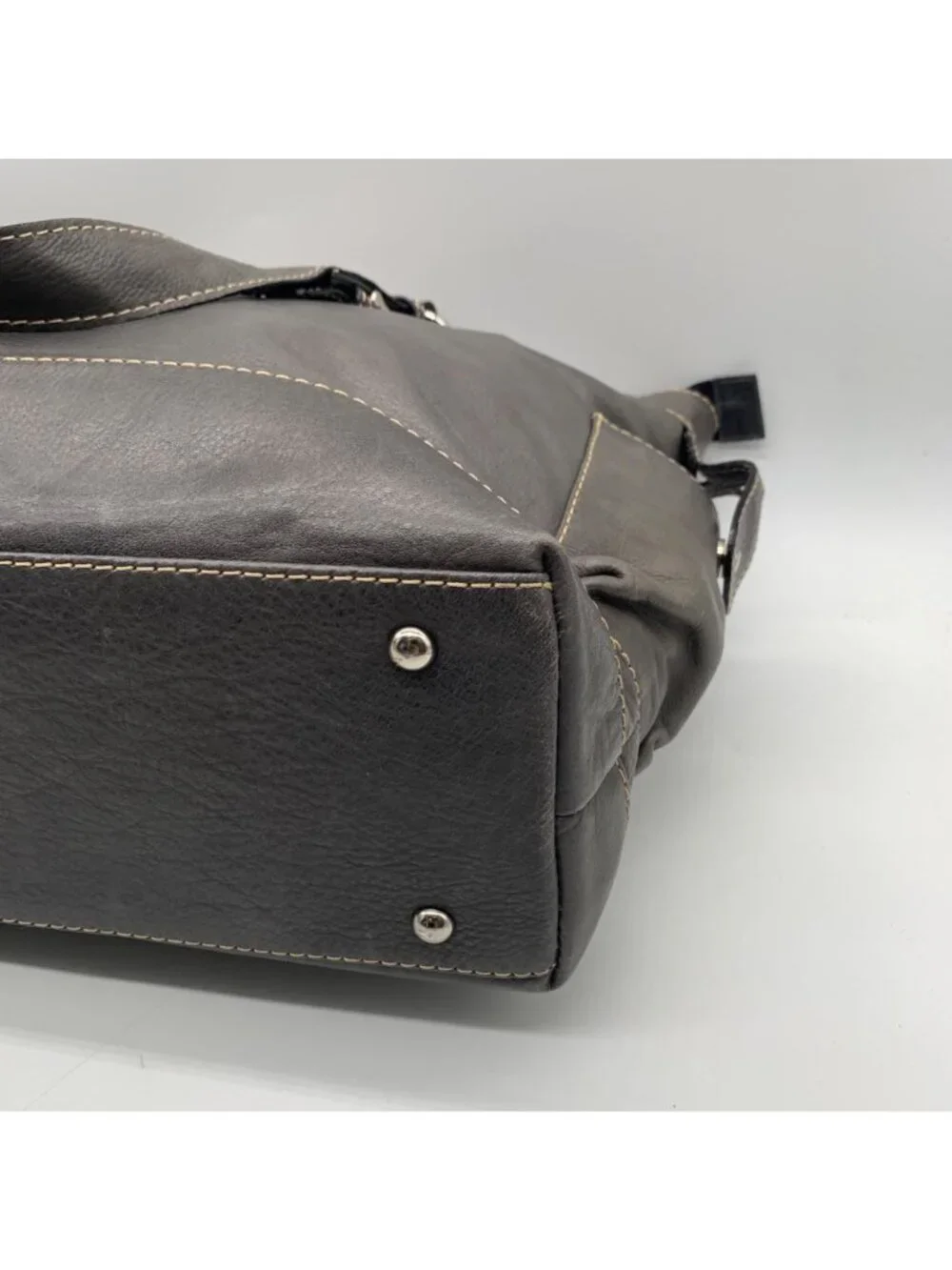 The Real McCoy Grey Pebbled Leather Western Style Tote Bag